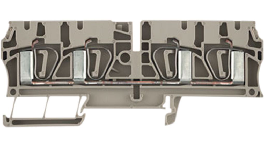Terminal Block, Tension Clamp, 4 Poles, 800V, 32A, 4mm², Dark Beige, Pack of 5 pieces